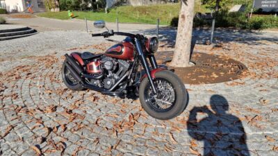 Beachbar Lenker Burleigh Bars, Ricks Motorcycles Bobber Heckumbau, Jekill and Hyde Auspuffanlage